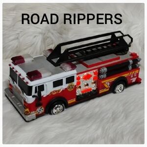 Road Rippers Vtg Toy State Rush & Rescue Hook & Ladder Fire Trucks (Works)(BX37)